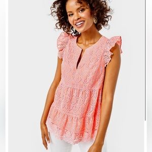 Lilly Pulitzer keila peach embroidered top